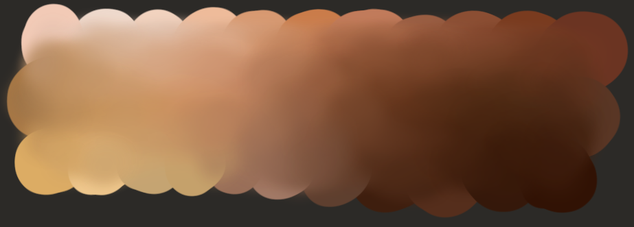 a lumpy rectangle shape with a spectrum of skin colors smeared together